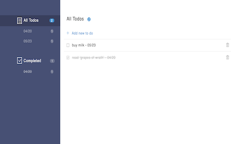 Screenshot of todos application